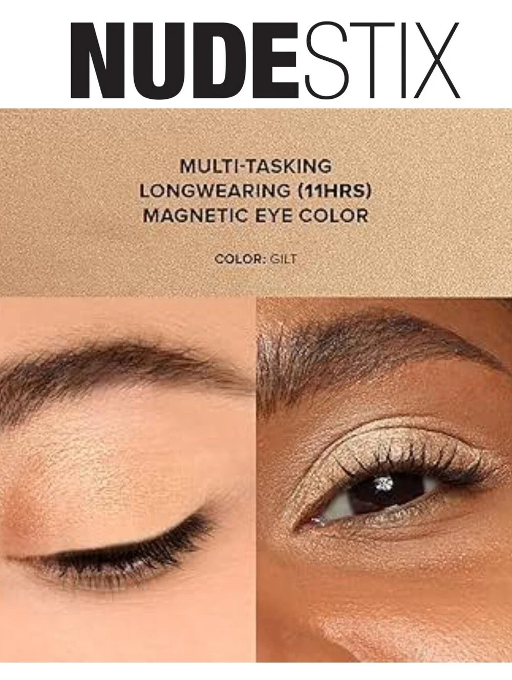 Nudestix Makeup Metallic Soft Gold Cream Eyeshadow Stick - Gilt - NEW